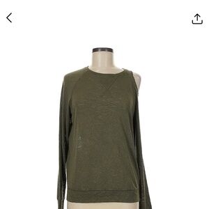 Evereve LNA Small Olive Green Cold Shoulder Top